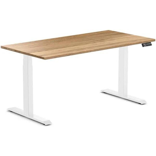 Desky Dual Hardwood Sit Stand Desk White Oak / 1500x750mm / White