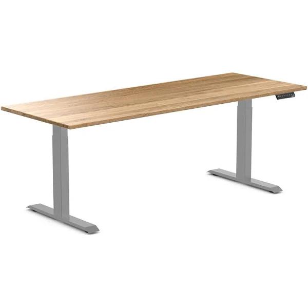 Desky Dual Hardwood Sit Stand Desk White Oak / 2000x750mm / Grey