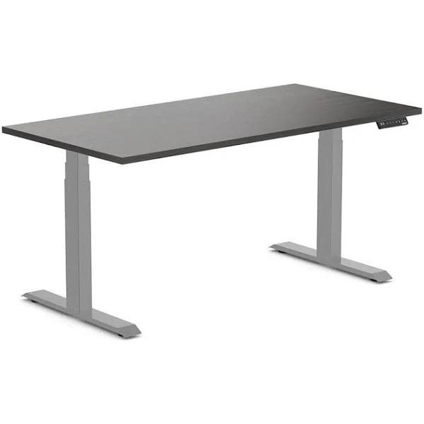 Desky Dual Melamine Sit Stand Desk Burnished Wood / 1500x750mm / Grey