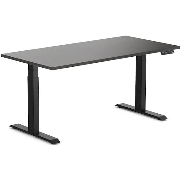 Desky Dual Melamine Sit Stand Desk Burnished Wood / 1500x750mm / Matte Black