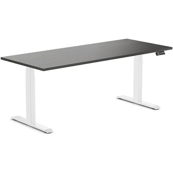 Desky Dual Melamine Sit Stand Desk Burnished Wood / 1800x750mm / White