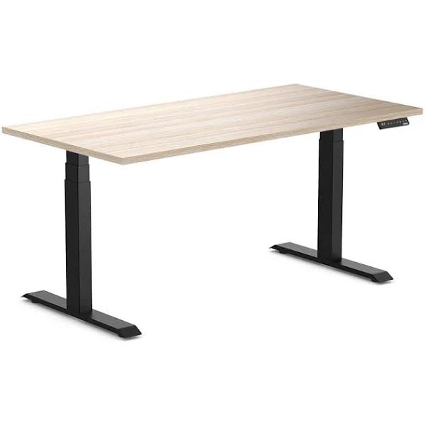 Desky Dual Melamine Sit Stand Desk Classic Oak / 1500x750mm / Matte Black