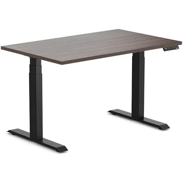 Desky Dual Melamine Sit Stand Desk Jarrah Legno / 1200x750mm / Matte Black