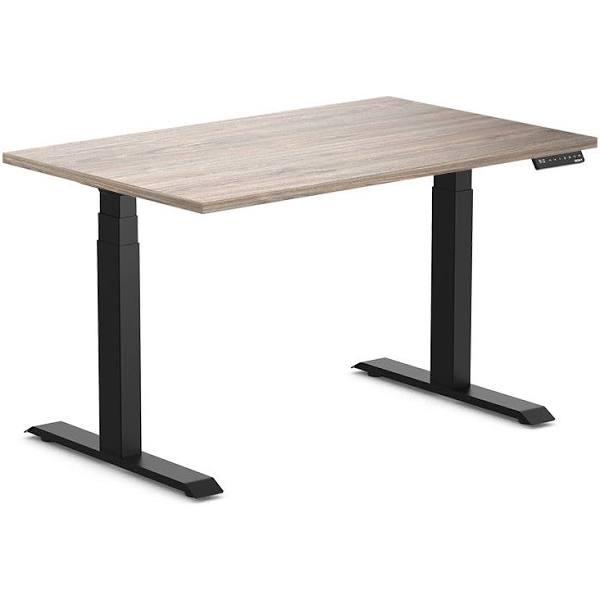 Desky Dual Melamine Sit Stand Desk Natural Walnut / 1200x750mm / Matte Black