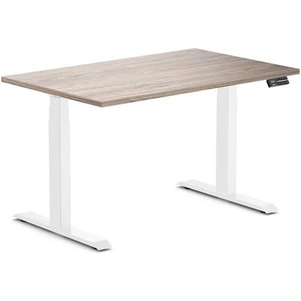 Desky Dual Melamine Sit Stand Desk Natural Walnut / 1200x750mm / White
