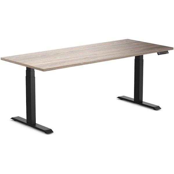 Desky Dual Melamine Sit Stand Desk Natural Walnut / 1800x750mm / Matte Black