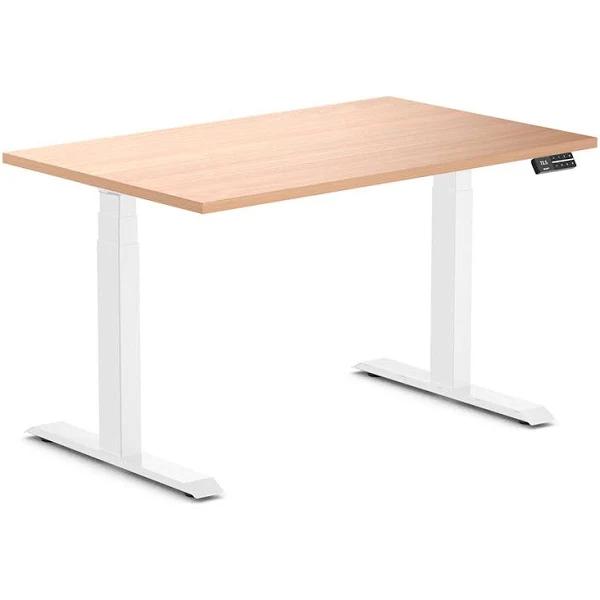 Desky Dual Melamine Sit Stand Desk Select Beach / 1200x750mm / White