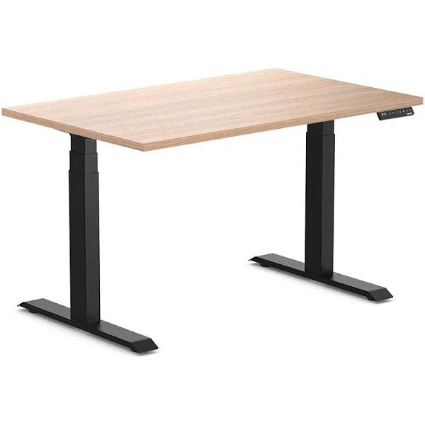 Desky Dual Melamine Sit Stand Desk Sublime Teak / 1200x750mm / Matte Black