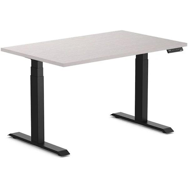Desky Dual Melamine Sit Stand Desk White Alaskan / 1200x750mm / Matte Black