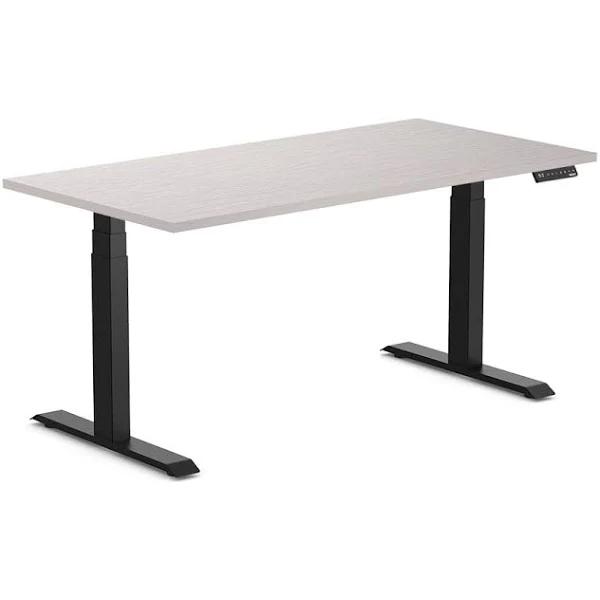 Desky Dual Melamine Sit Stand Desk White Alaskan / 1500x750mm / Matte Black