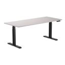 Desky Dual Melamine Sit Stand Desk White Alaskan / 1800x750mm / Matte Black