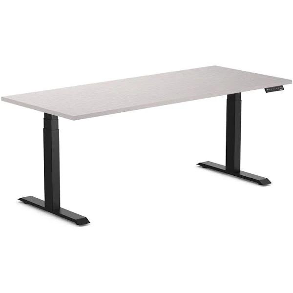 Desky Dual Melamine Sit Stand Desk White Alaskan / 1800x750mm / Matte Black