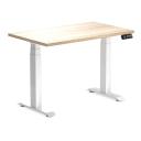 Desky Dual Mini Sit Stand Desk | Small Standing Desk Classic Oak / 1000 x 600 / White