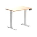 Desky Dual Mini Sit Stand Desk | Small Standing Desk Curly Birch / 800 x 500 / White
