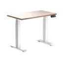 Desky Dual Mini Sit Stand Desk | Small Standing Desk Natural Walnut / 900 x 500 / White