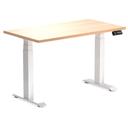 Desky Dual Mini Sit Stand Desk | Small Standing Desk Select Beech / 1100 x 600 / White