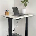 Desky Dual Mini Sit Stand Desk | Small Standing Desk Select Beech / 1100 x 600 / White