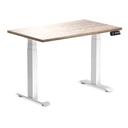 Desky Dual Mini Sit Stand Desk | Small Standing Desk Select Beech / 1100 x 600 / White