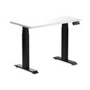 Desky Dual Mini Sit Stand Desk | Small Standing Desk Select Beech / 1100 x 600 / White