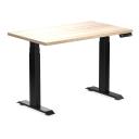 Desky Dual Mini Sit Stand Desk | Small Standing Desk Sublime Teak / 1000 x 600 / White