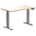 Desky Dual Mini Sit Stand Desk | Small Standing Desk Sublime Teak / 1000 x 600 / White