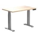 Desky Dual Mini Sit Stand Desk | Small Standing Desk Sublime Teak / 1000 x 600 / White
