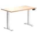 Desky Dual Mini Sit Stand Desk | Small Standing Desk Sublime Teak / 1100 x 600 / White