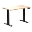 Desky Dual Mini Sit Stand Desk | Small Standing Desk Sublime Teak / 1100 x 600 / White
