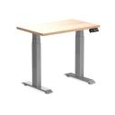 Desky Dual Mini Sit Stand Desk | Small Standing Desk Sublime Teak / 1100 x 600 / White
