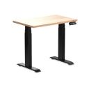Desky Dual Mini Sit Stand Desk | Small Standing Desk Sublime Teak / 1100 x 600 / White
