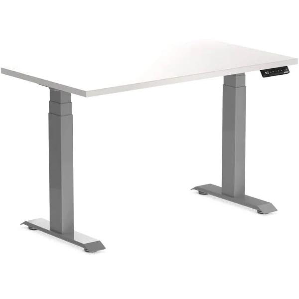 Desky Dual Mini Sit Stand Desk | Small Standing Desk White / 1100 x 600 / Grey