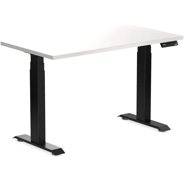 Desky Dual Mini Sit Stand Desk | Small Standing Desk White / 1100 x 600 / Matte Black