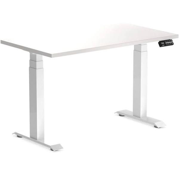 Desky Dual Mini Sit Stand Desk | Small Standing Desk White / 1100 x 600 / White