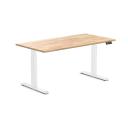 Desky Dual Rubberwood Sit Stand Desk Natural Timber / 1500x750mm / White