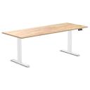 Desky Dual Rubberwood Sit Stand Desk Natural Timber / 2000x750mm / White