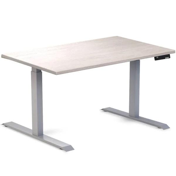 Desky Dual Rubberwood Sit Stand Desk White Brushed / 1200x700/750mm / Grey