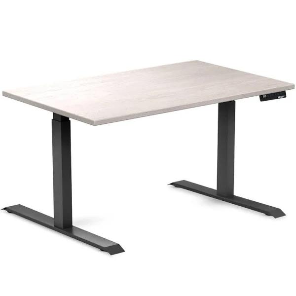 Desky Dual Rubberwood Sit Stand Desk White Brushed / 1200x700/750mm / Matte Black