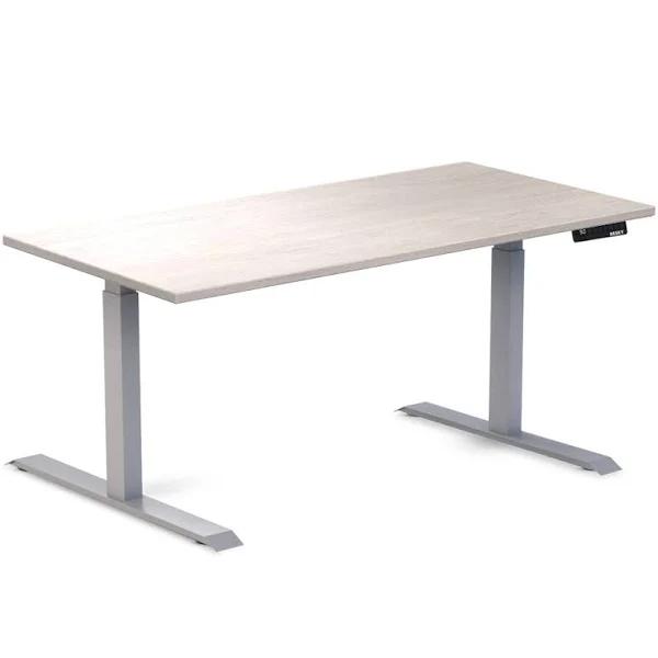 Desky Dual Rubberwood Sit Stand Desk White Brushed / 1500x750mm / Grey