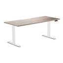Desky Dual Scalloped Melamine Sit Stand Desk Natural Walnut / Large 1800x750mm / White