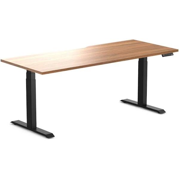Desky Dual Scalloped Melamine Sit Stand Desk Prime Oak / Large 1800x750mm / Matte Black