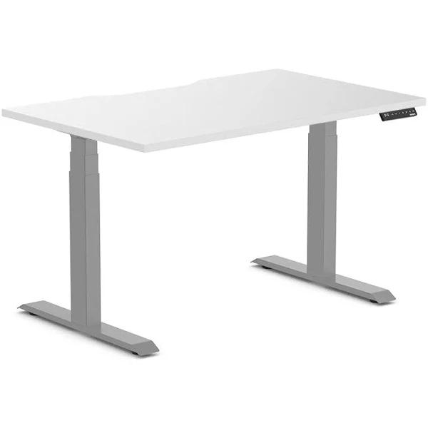 Desky Dual Scalloped Melamine Sit Stand Desk White / Small 1200x750mm / Grey