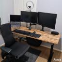 Desky Dual Softwood Sit Stand Desk Reclaimed Pine / 1200x750mm / White