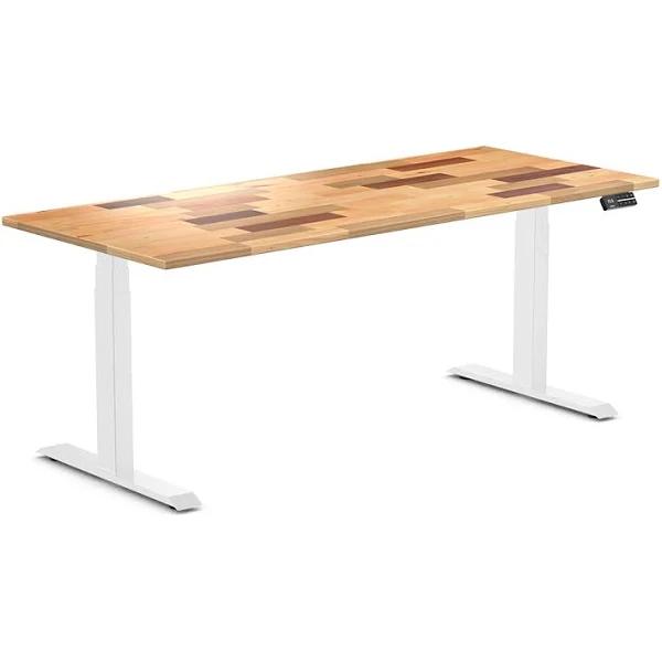 Desky Dual Softwood Sit Stand Desk Reclaimed Pine / 1800x750mm / White