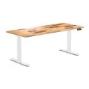 Desky Dual Softwood Sit Stand Desk Reclaimed Pine / 1800x750mm / White