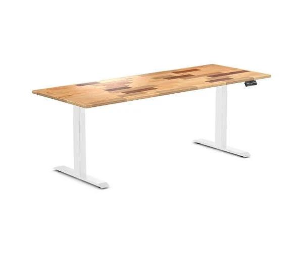 Desky Dual Softwood Sit Stand Desk Reclaimed Pine / 2000x750mm / White