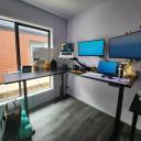 Desky Eco L-Shape Melamine Sit Stand Desk