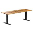 Desky Zero Hardwood Office Desk Teak / 2000x750mm / Matte Black