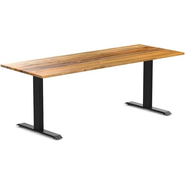 Desky Zero Hardwood Office Desk Teak / 2000x750mm / Matte Black