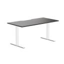 Desky Zero Scalloped Melamine Office Desk Burnished Wood / 1500x750mm / White