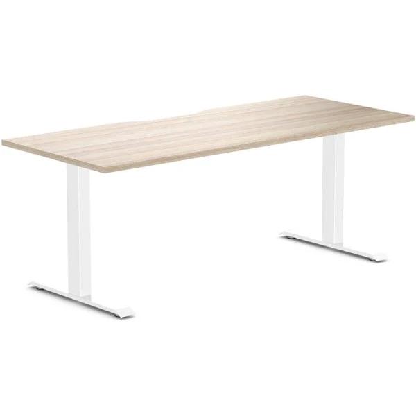 Desky Zero Scalloped Melamine Office Desk Classic Oak / 1800x750mm / White